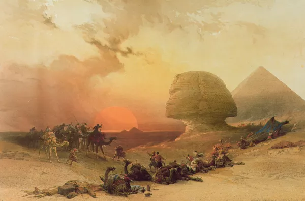 David Roberts, The Sphinx of Giza, 1842-1849, coloured lithograph, private collection © Bridgeman Images