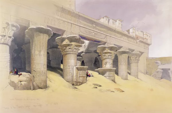 David Roberts, Portico of the Temple of Edfu, 1838-1839, lithograph by Louis Hague, private collection, © Bridgeman Images